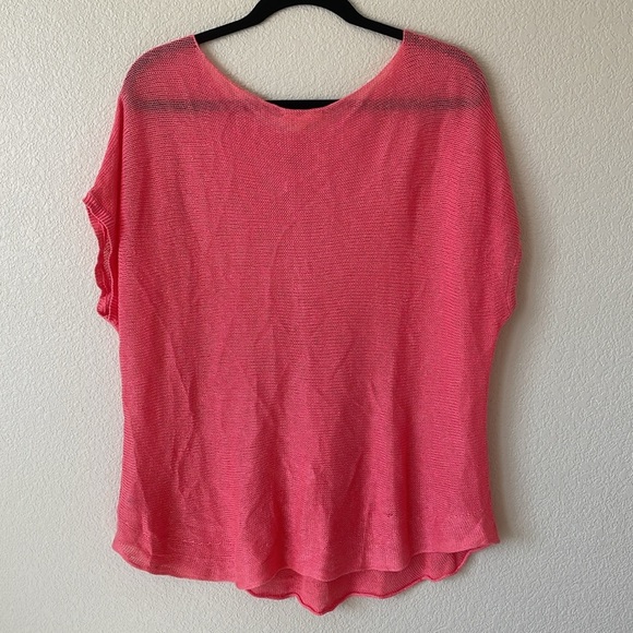 Eileen Fisher Organic Linen Open Knit Top M Lagenlook Pink Beachy Oversized Boho - Picture 5 of 10